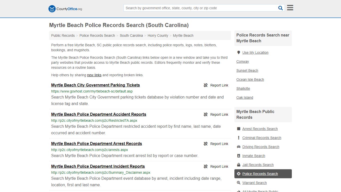 Police Records Search - Myrtle Beach, SC (Accidents & Arrest Records)